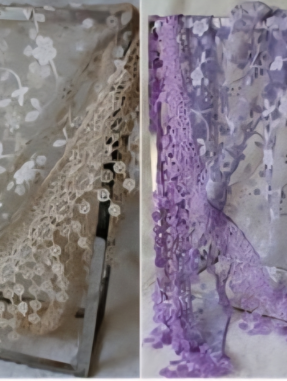 2 Sheer Floral Lace Mantilla Veil Head Scarf - Picture 4 of 4